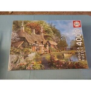 Educa 4000 Piece Jigsaw Puzzle Riverside Cottage In Bloom Brand New Box Wear